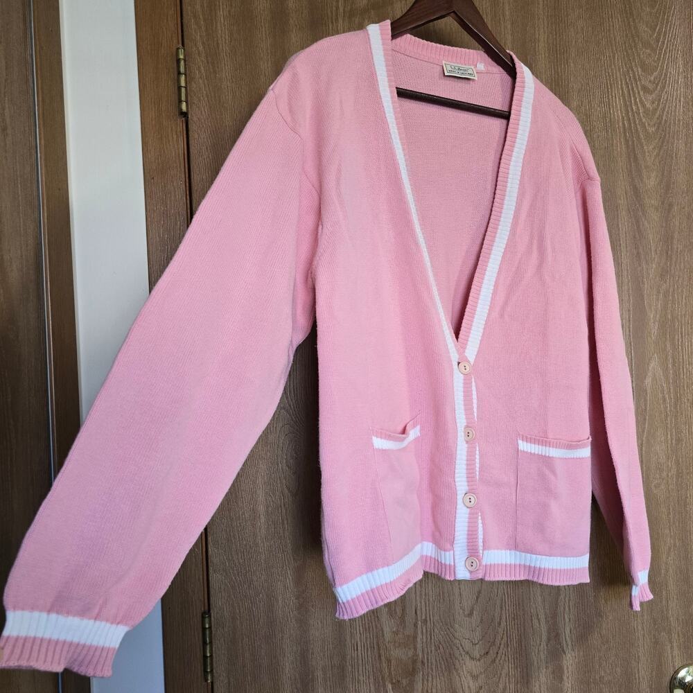 Vintage L.L. Bean Made In England 100% Cotton Button Front Cardigan - Picture 3 of 10